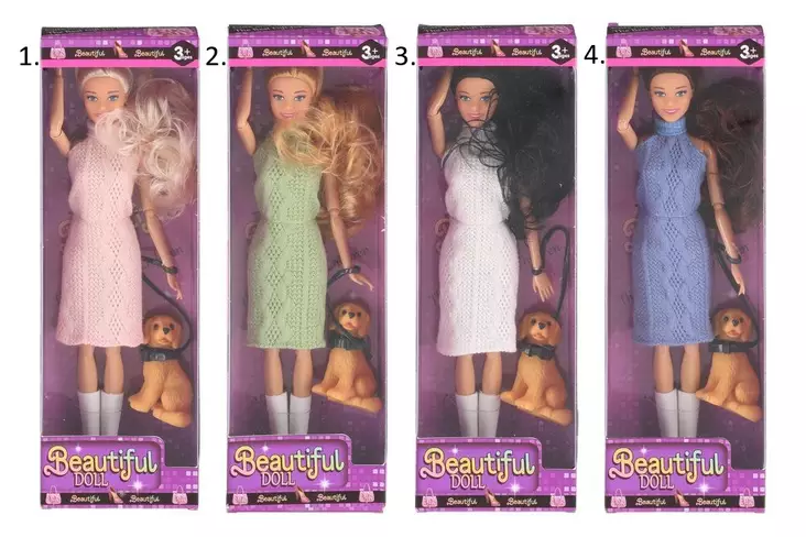 Muotinukke ja koira 30cm, lajitelma - Nuket ja tarvikkeet - 6410416533131 - 1