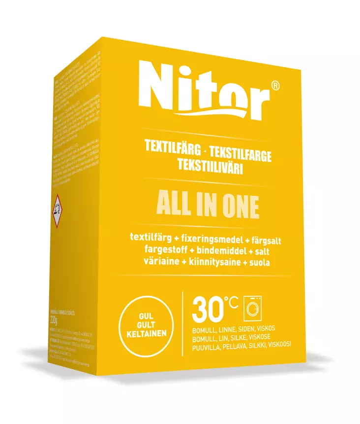 Nitor Tekstiiliväri All in one keltainen - Konetekstiilivärit - 3045206157711 - 1