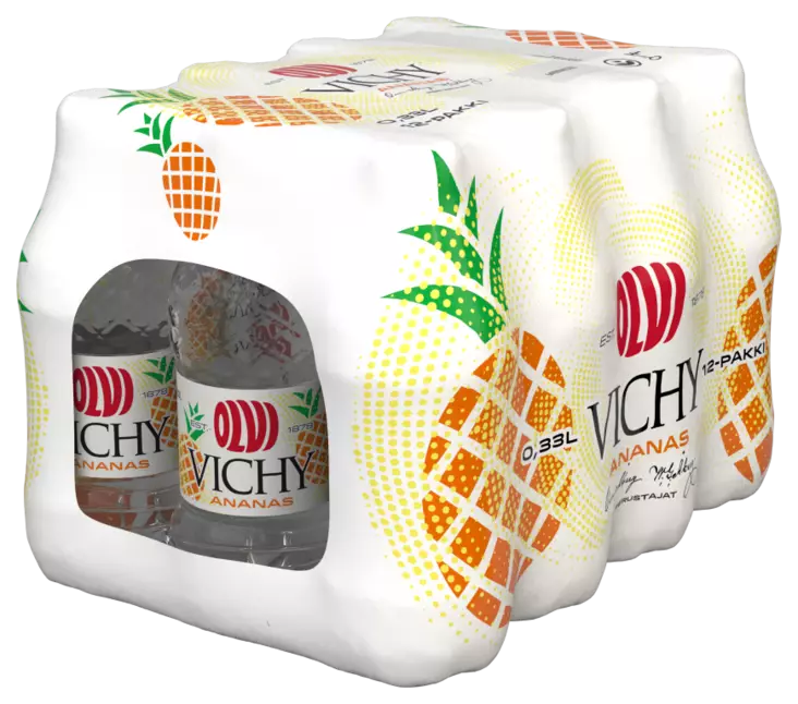 Olvi Vichy Ananas 0,33l 12-pack - Lähdevedet ja kivennäisvedet - 6419806053631 - 1