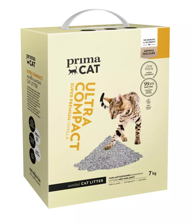 PC UltraCompact Vanilla kissanhiekka 7kg - Mainos - 6430076891051 - 1