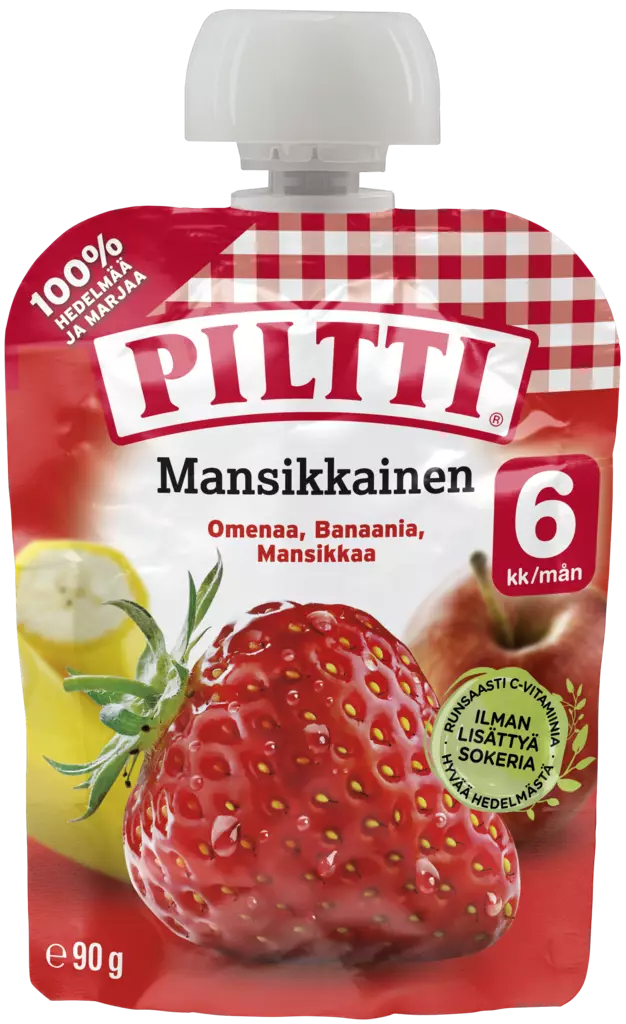 Piltti Mansikkainen 6kk 90g - Lasten ruoka ja juoma - 7613034004451 - 1