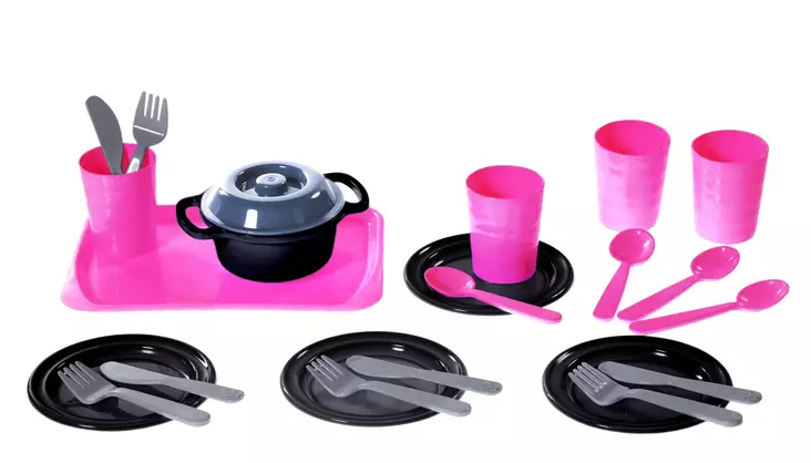 Plasto Ruoka-astiasto neljälle - Kotileikit ja roolileikit - 6410310429691 - 1