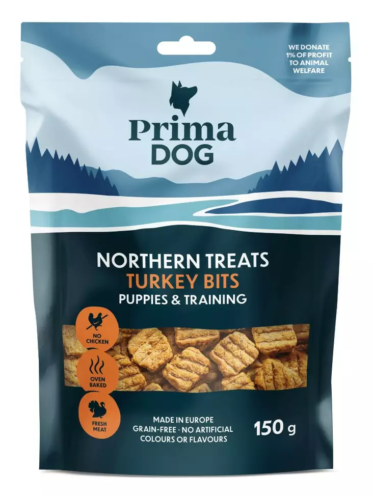 PrimaDog Northern Treats Bits Kalkkuna Pennuille & Treenaamiseen 150g koiran makupala - Koiran herkut - 6430076898081 - 1