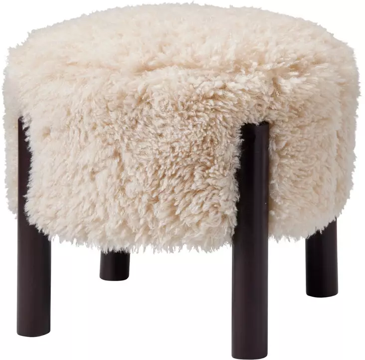 Puinen jakkara turkisistuimella 35cm - Pienkalusteet - 8721461073021 - 1
