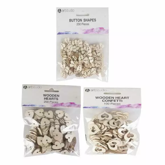 Puinen sydänkoriste 200kpl, lajitelma - Askarteluhelmet - 8720573614511 - 1