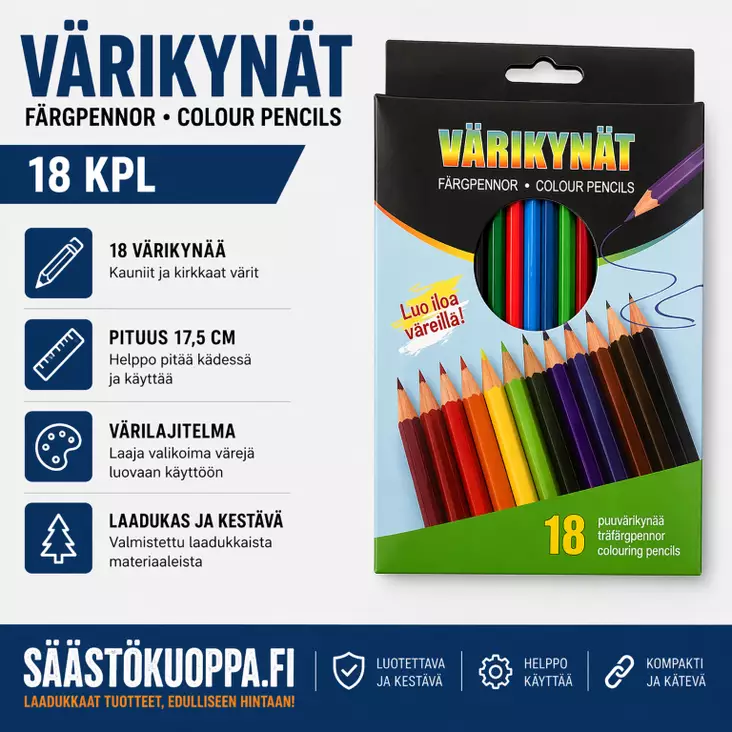 PUUVÄRIKYNÄT 18KPL - Lomake ja lehtilaatikot - 6438159022781 - 1