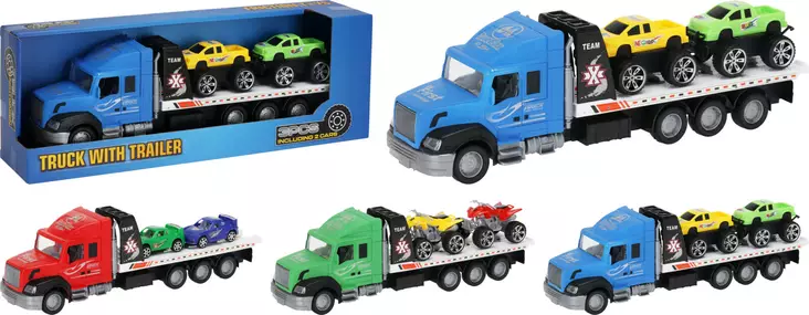 Rekka trailerilla + autot 36,5cm - Leikkiautot ja kauko-ohjattavat autot - 8721037101561 - 1