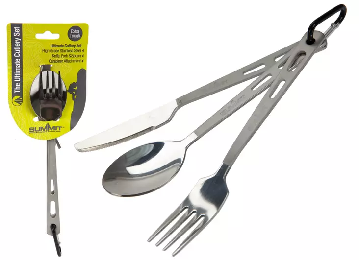 Retkeilijän 3-os teräsruok.välineet - Retkiruokailu - 5035288102141 - 1