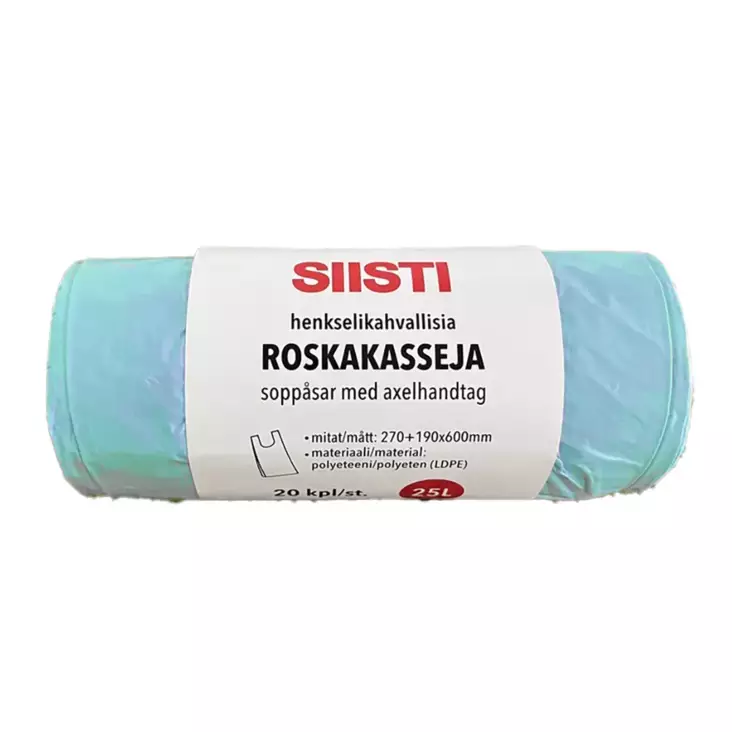 Roskakassi 25L 20kpl turkoosi - Roskapussit - 6438506017231 - 1
