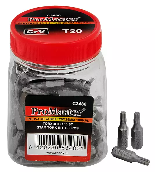Ruuvauskärki T20x25mm 100kpl - Kärkisarjat - 6420286834801 - 1
