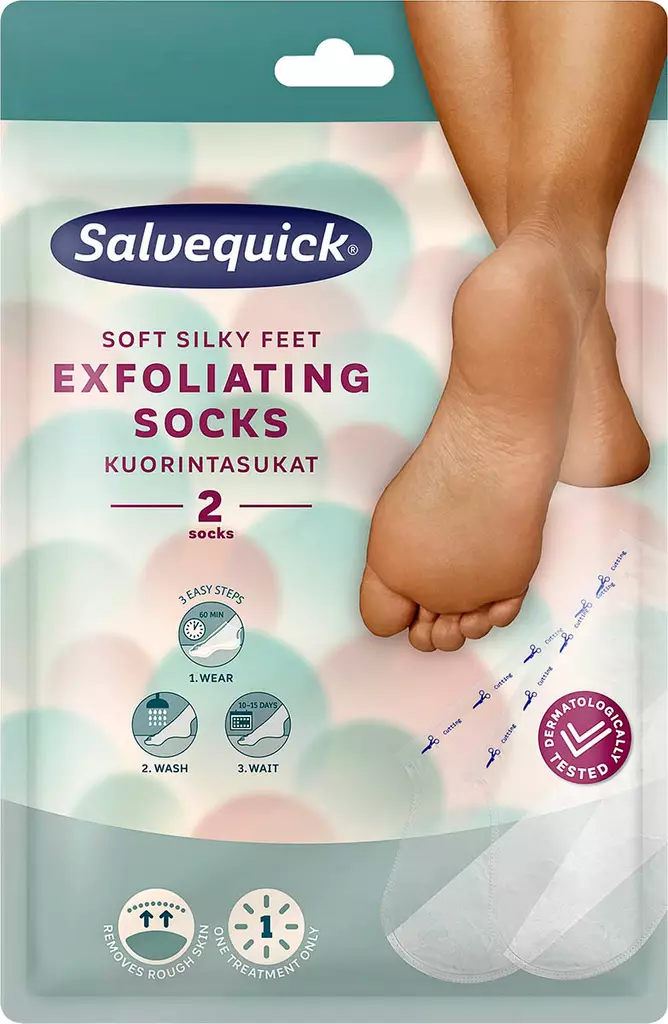 Salvequick kuorintasukat 2kpl Exfoliatin - Desifiointi ja laastarit - 7310610011321 - 1