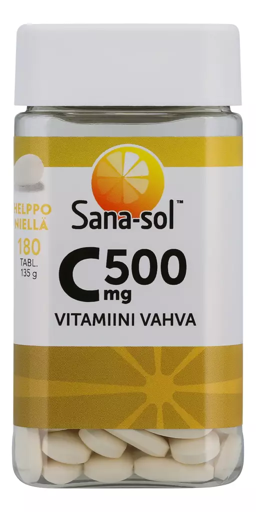 Sana-sol 500 mg C-vitamiini 180tabl/135g - Vitamiinit ja mineraalit - 5702071381341 - 1