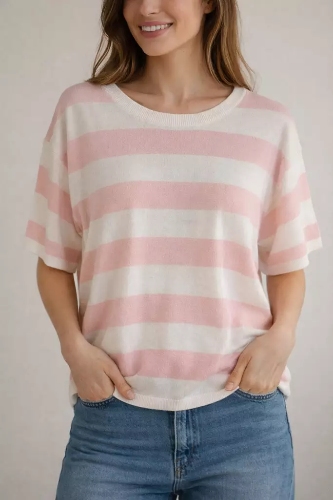 Soda leveä neulepusero pink/creme - Naisten paidat ja puserot - 733056415755 - 1