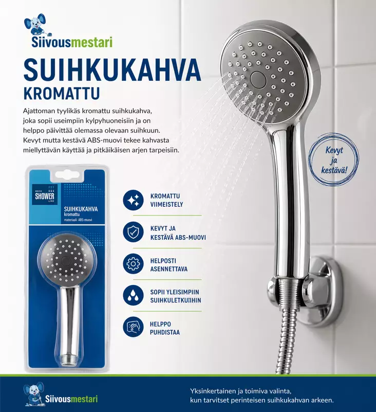 Suihkukahva kromattu - Lamput - 6438159086301 - 1