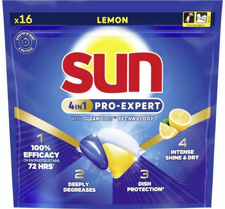 Sun Konetiskitabletti all in 1lemon 16kp - Astianpesuaineet - 8720181660351 - 1