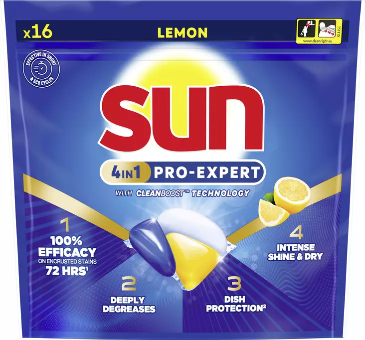 Sun Konetiskitabletti all in 1lemon 16kp - Astianpesuaineet - 8720181660351 - 1