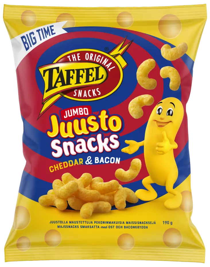 Taffel jumbo juustosnacks cheddar&bacon - Sipsit, snacksit ja pähkinät - 6410380049751 - 1