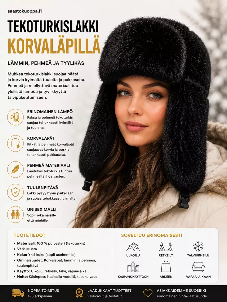 Tekoturkislakki korvaläpät - Naisten päähineet ja käsineet - 6438159381291 - 1