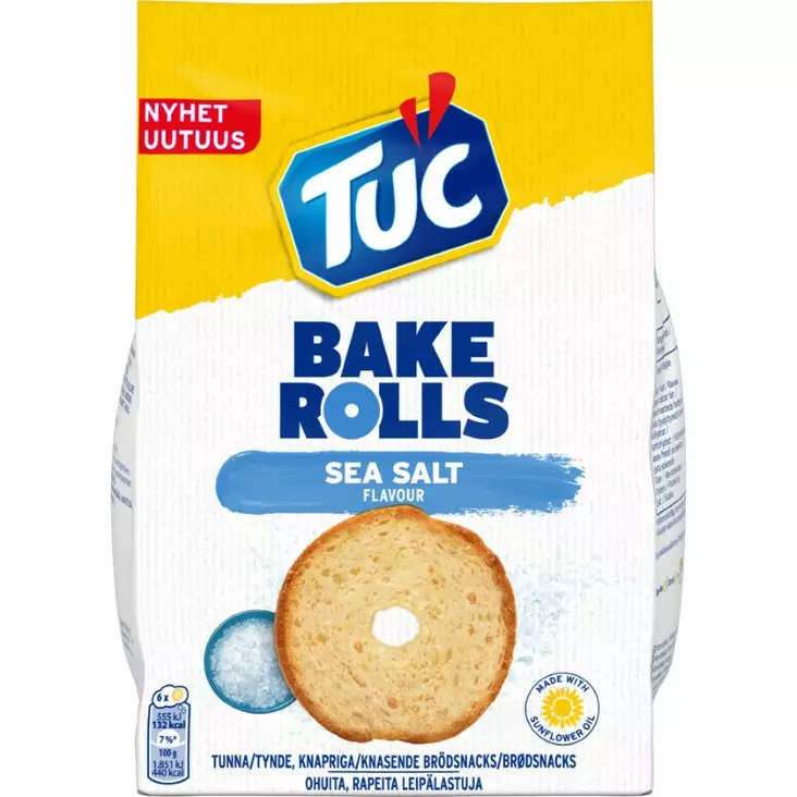 TUC Bake Rolls Salt leipälastut 150g - Sipsit, snacksit ja pähkinät - 5201360660711 - 1