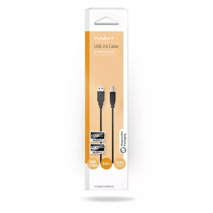 Usb-kaapeli USB 2.0 | USB-A Uros B 3m - Muut tietokonetarvikkeet - 5412810288861 - 1