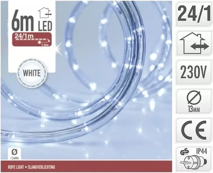 Valoköysi led valkoinen 6m IP44 - Pöytä- ja sisustusvalaisimet - 8719202287691 - 1