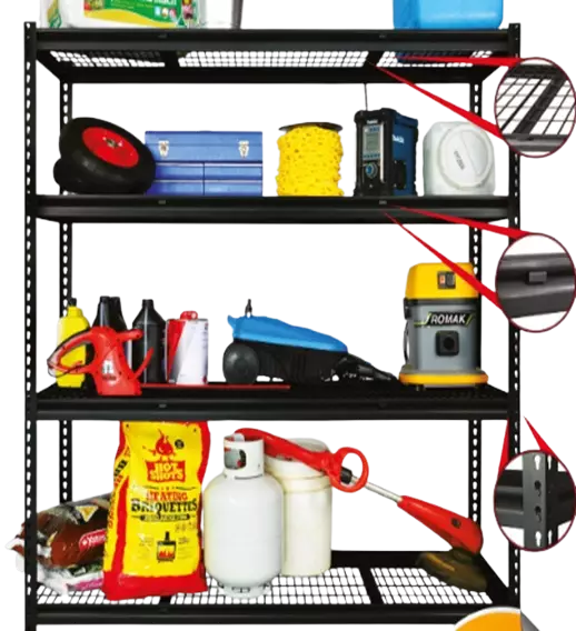 Varastohylly teräs pro 150cm 4-tasoa - Työkalupakit, hyllyt ja säilytys - 6438168095431 - 2