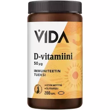Vida D-vitamiinivalmiste D-vitamiini 50 - Vitamiinit ja mineraalit - 6430067845261 - 1