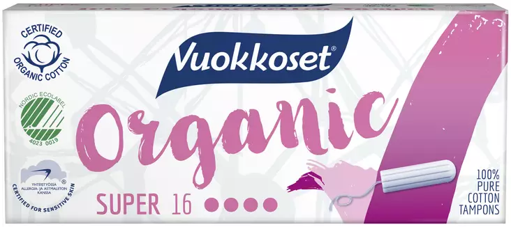 Vuokkoset Organic tamponi 16kpl super - Tampoonit - 6414100889351 - 1