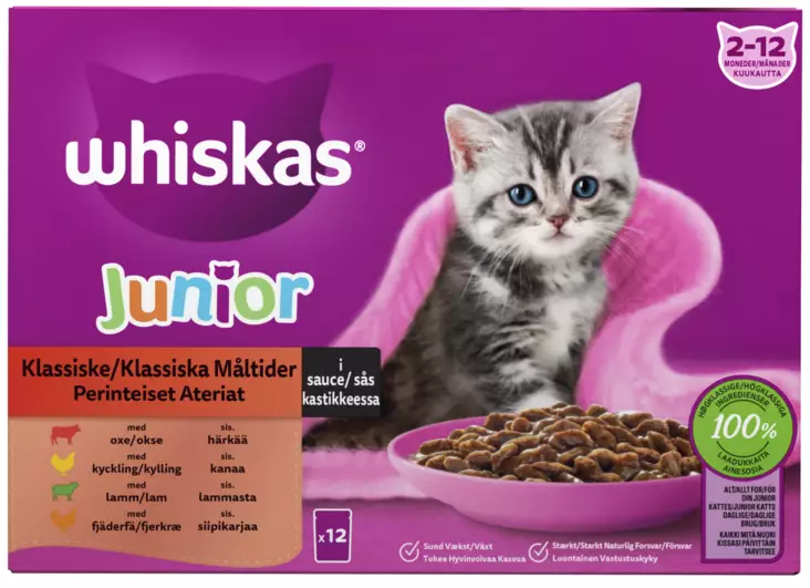 Whiskas Junior Perinteiset ateriat12x85g - Kissan märkäruoat - 4008429155871 - 1