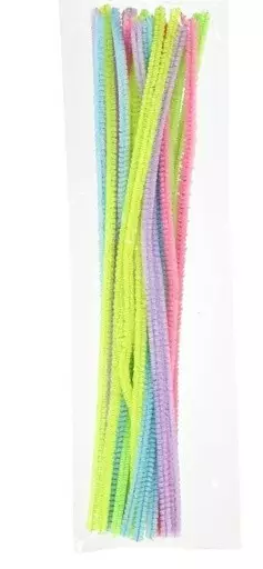 Askartelupunos piipunrassi 6mm / 30 cm, 20 kpl/pussi, pastellivärit - Askartelukoristeet - 6438159361842 - 1