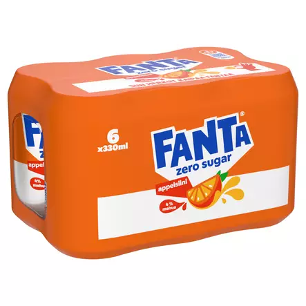 Fanta Appelsiini zero sugar 6-pack - Virvoitusjuomat ja mixerit - 6415600599382 - 1