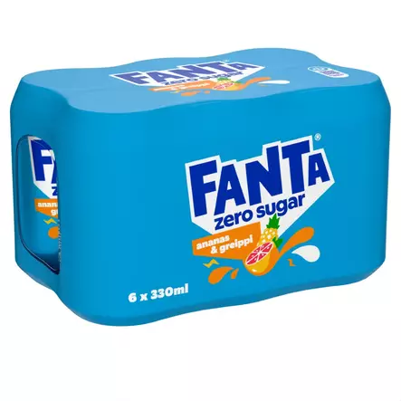 Fanta Zero sugar ananas&geippi 6-pack - Virvoitusjuomat ja mixerit - 6415600594752 - 1