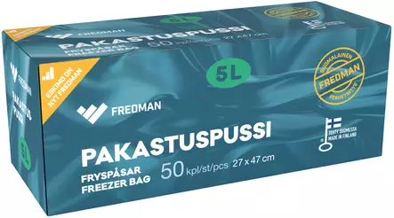 Fredman pakastuspussi 5l 50kpl - Muovipussit - 6418400073052 - 1
