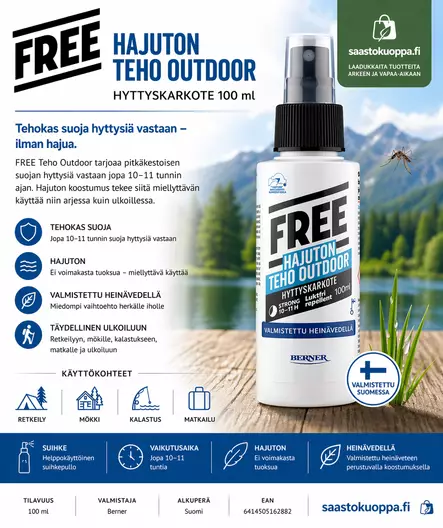 Free hyttyskarkote outdoor 100ml - Hyttysten karkoitus - 6414505162882 - 1