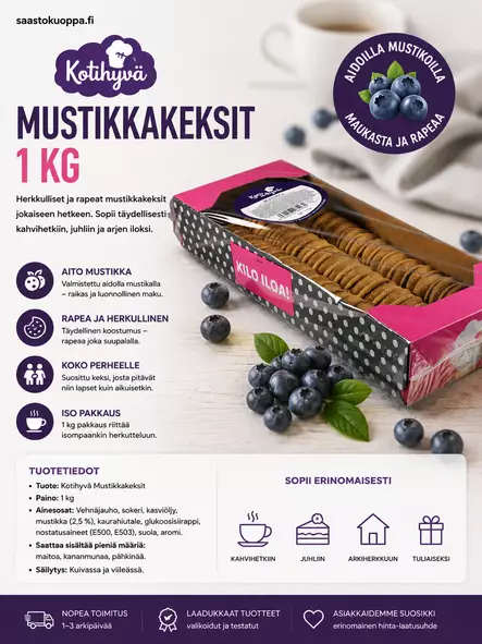 Kotihyvä mustikka 1kg - Keksit - 6430026284032 - 1