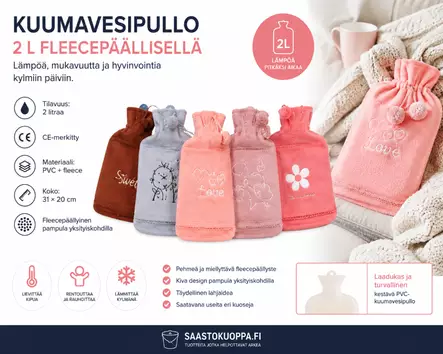 Kuumavesipullo 2l pampuloilla - Arjen apuvälineet terveyteen - 6438159895552 - 1
