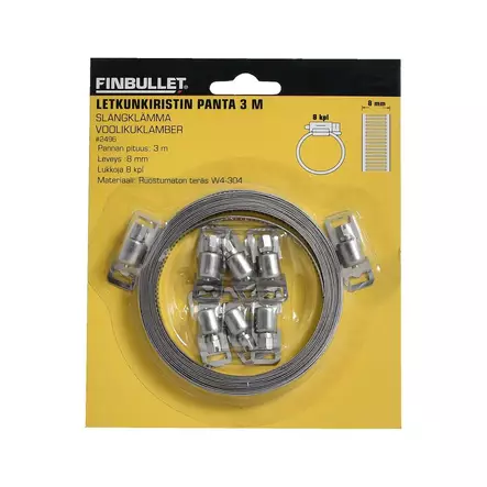 Letkunkiristinpanta 8mm x 3m 8kl lukkoja ss304 - Auton huoltotyökalut - 6430017706802 - 1
