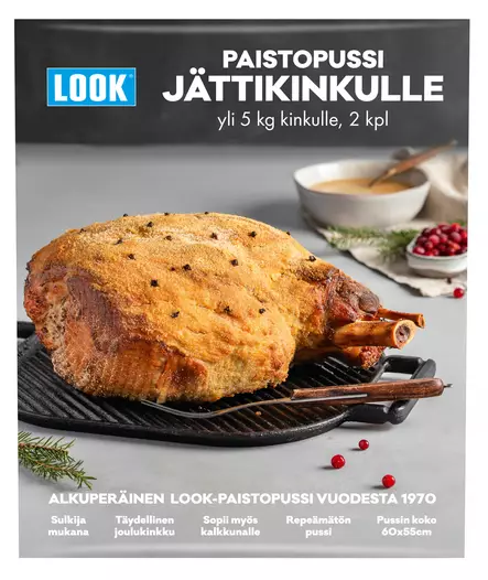 Look jättikinkkupussi 55x60cm 2kpl - Makkara- ja paistopussi - 6418400080142 - 2