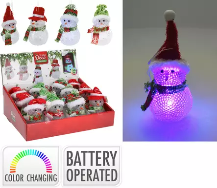 Lumiukko led-valoilla 6x10cm - Joulukoristeet - 8711295581762 - 1
