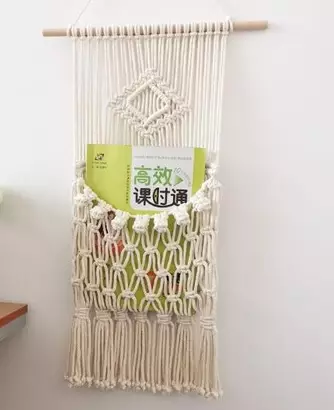 Makramee säilytystaskulla 30X60cm - Sisustusesineet - 6438159303132 - 1