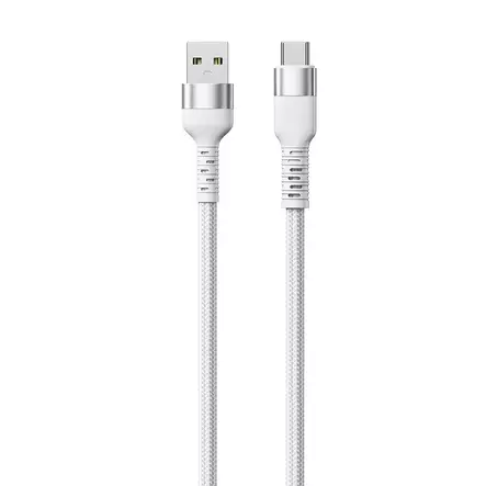 Punottu kaapeli USB-A -> USB-C, 60W, 10 Gbps, 2m, valkoinen - Puhelintarvikkeet ja laturit - 6430076525192 - 1