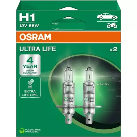 Osram H1 Ultra life 2kpl/pkt - Halogen ajovalot ja polttimot - 4062172388122 - 1
