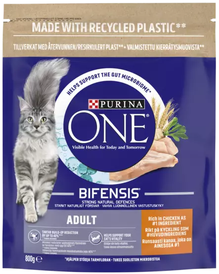 Purina One adult kanaa ja täysvilja 800g - Kissan kuivaruoat - 8002205356632 - 1