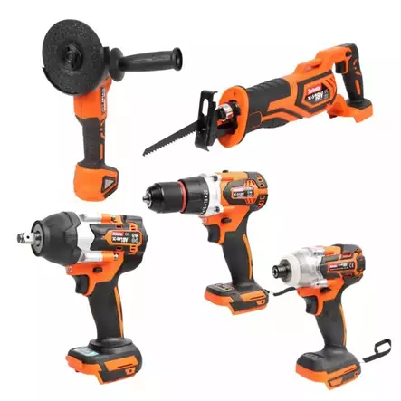 Robota Akkukonesarja runkopaketti (porakone, mutterinväännin, iskevä ruuvinväännin, puukkosaha, kulmahiomakone) - Akku- ja sähkötyökalujen tarvikkeet - 103952 - 1