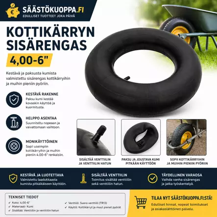 Sisäkumi 4-6.00 - Nokka-, halko-, kotti- ja pumppukärryt - 6438168001982 - 1