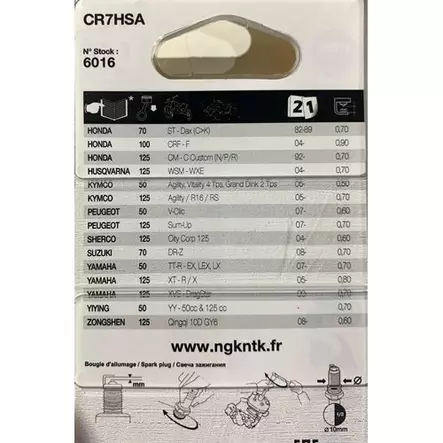 Sytytystulppa NGK CR7HSA - Sytytystulpat - 087295060162 - 2
