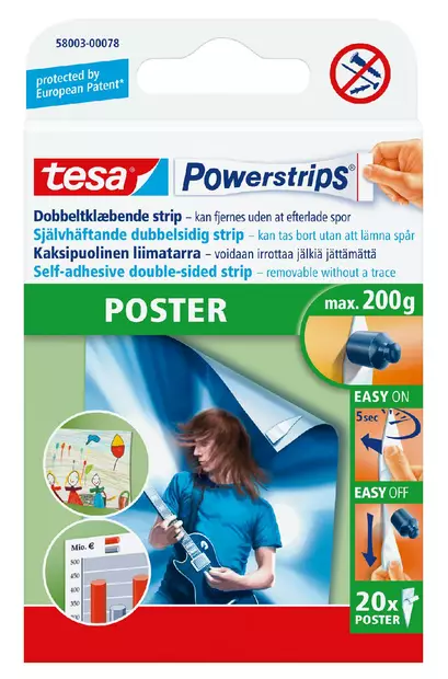 Tesa Powerstrips juliste 20kpl - Muut toimistotarvikkeet - 4042448104212 - 1