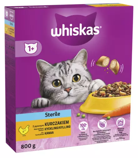 Whiskas 1+ Sterile kanaa 800g - Kissan kuivaruoat - 5900951305702 - 2