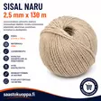 SISALNARU 2,5MM 130M /VALKAISTU - Narut ja köydet - 6438159247122 - 1