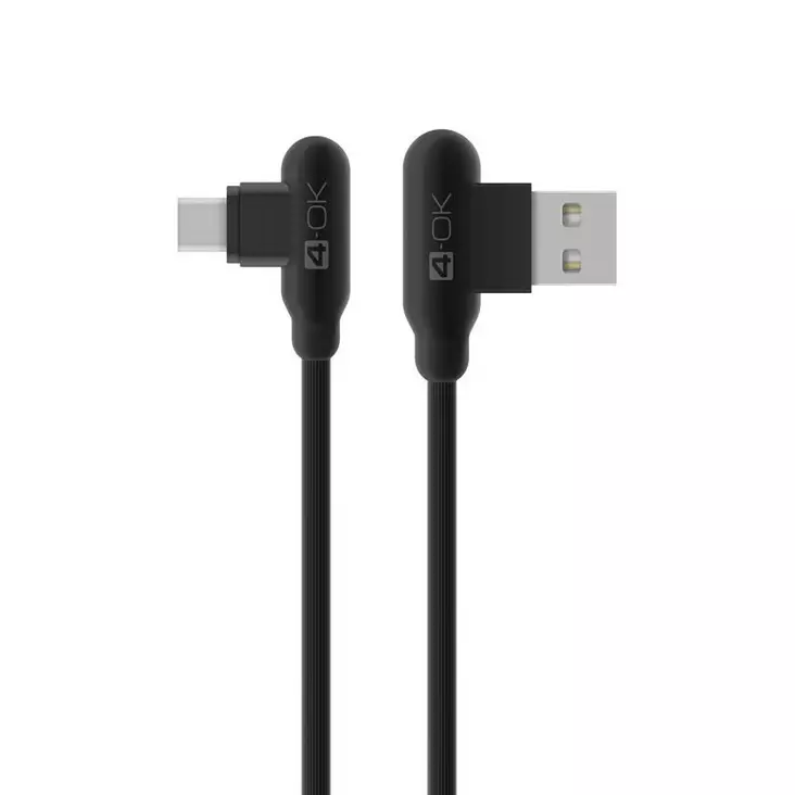 4-ok microusb lataus- & tiedonsiirto kaapeli kulma 1m musta - Puhelintarvikkeet ja laturit - 8428728105272 - 1